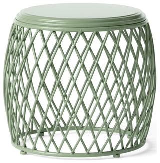 GDF Studio Alameda Outdoor 19" Diameter Lattice Iron Side Table, Matte Green