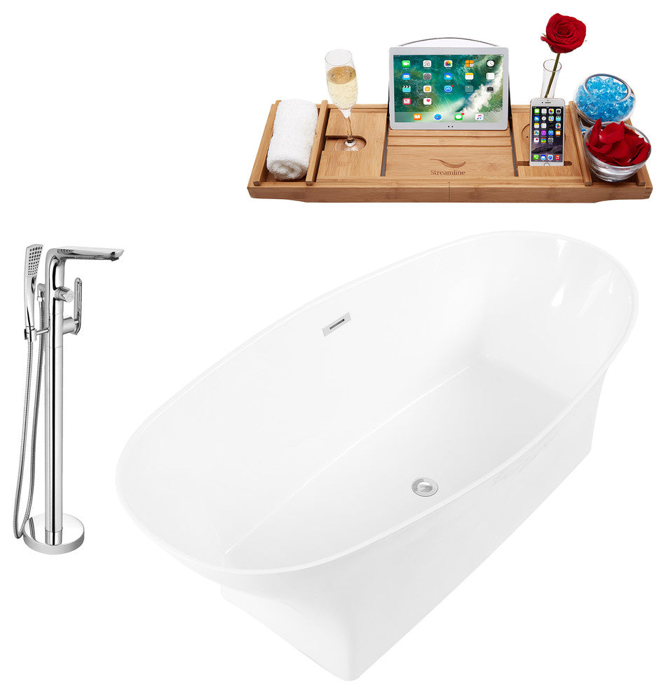 Tub, Faucet and Tray Set Streamline 67" Freestanding KH95-120