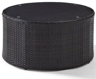 Catalina Outdoor Wicker Round Coffee Table, Brown