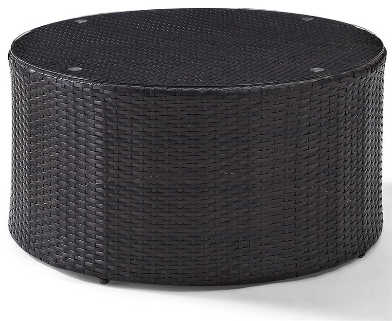 Catalina Outdoor Wicker Round Coffee Table, Brown