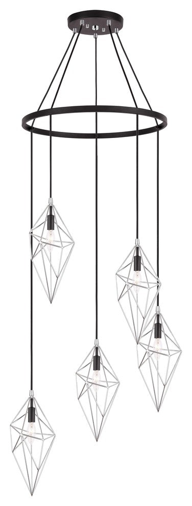 Woodbridge Lighting Lanning 5-Light Chandelier, Chrome/Bronze
