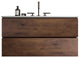 Wall-Mounted Bathroom Vanity Set with Ceramic Sink, Walnut, 36"