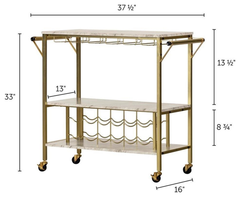 Bar Cart with Wine Bottle Storage and Wine Glass Rack Maliza South Shore