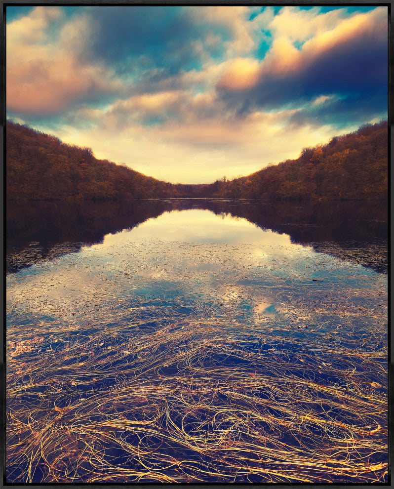 36x45 Here and Elsewhere V, Framed Artwork, Black