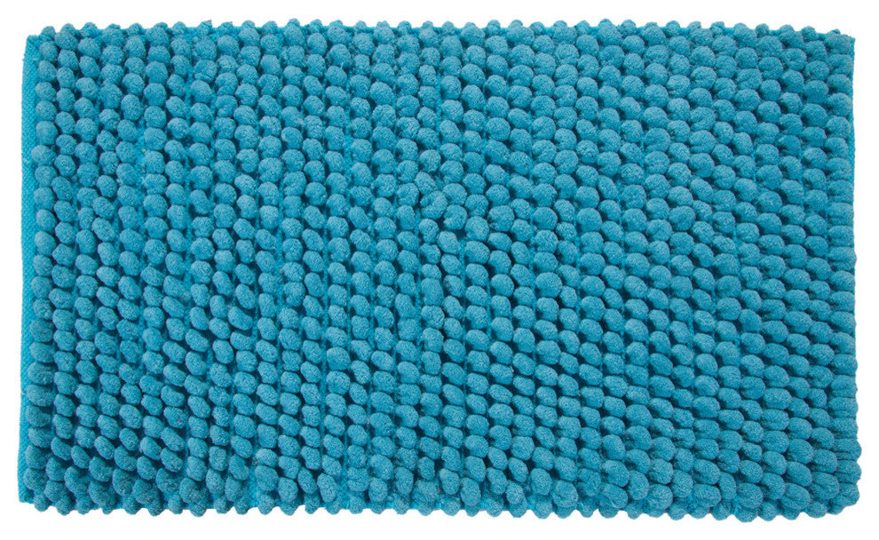 Bath Rug Cotton and Microfiber Hand Loom, 50"x30", Arctic Blue, Pattern Bubbles