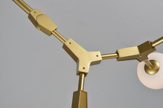 Gold Frame, Milk White Glass Globe Shades Light Fixture