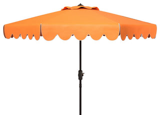 Safavieh Venice Scallop 9' Crank Outdoor Push Button Tilt Umbrella Orange