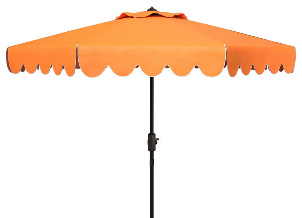 Safavieh Venice Scallop 9' Crank Outdoor Push Button Tilt Umbrella Orange