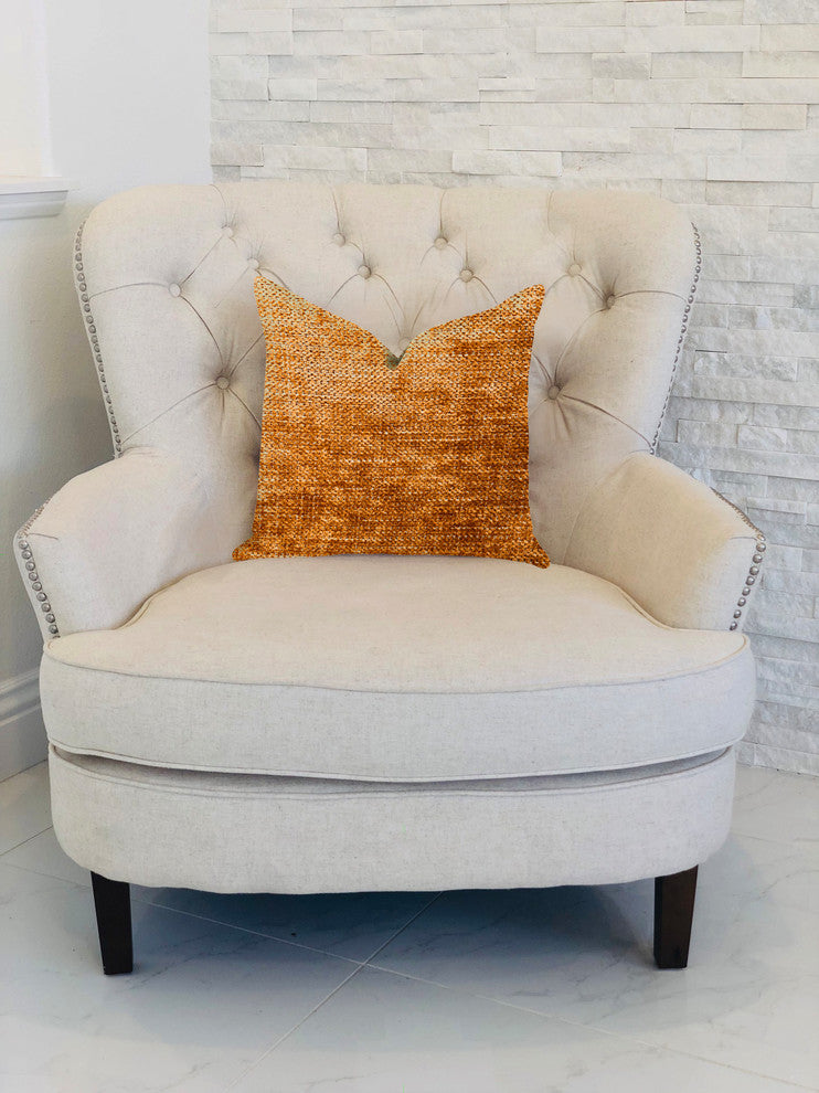 Aureila Brown Bronze Luxury Throw Pillow, 20"x30" Queen