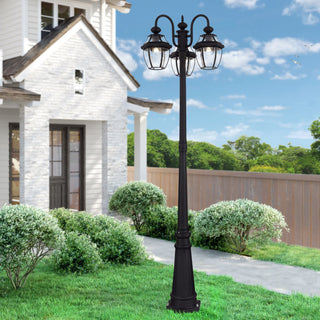 Monterey Multi Head Black Outdoor Post Light with Clear Beveled Glass