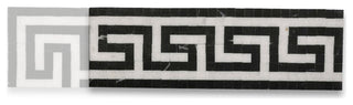 Greek Key Thassos White Nero Marquina Black Marble Mosaic Border Tile, 1 piece