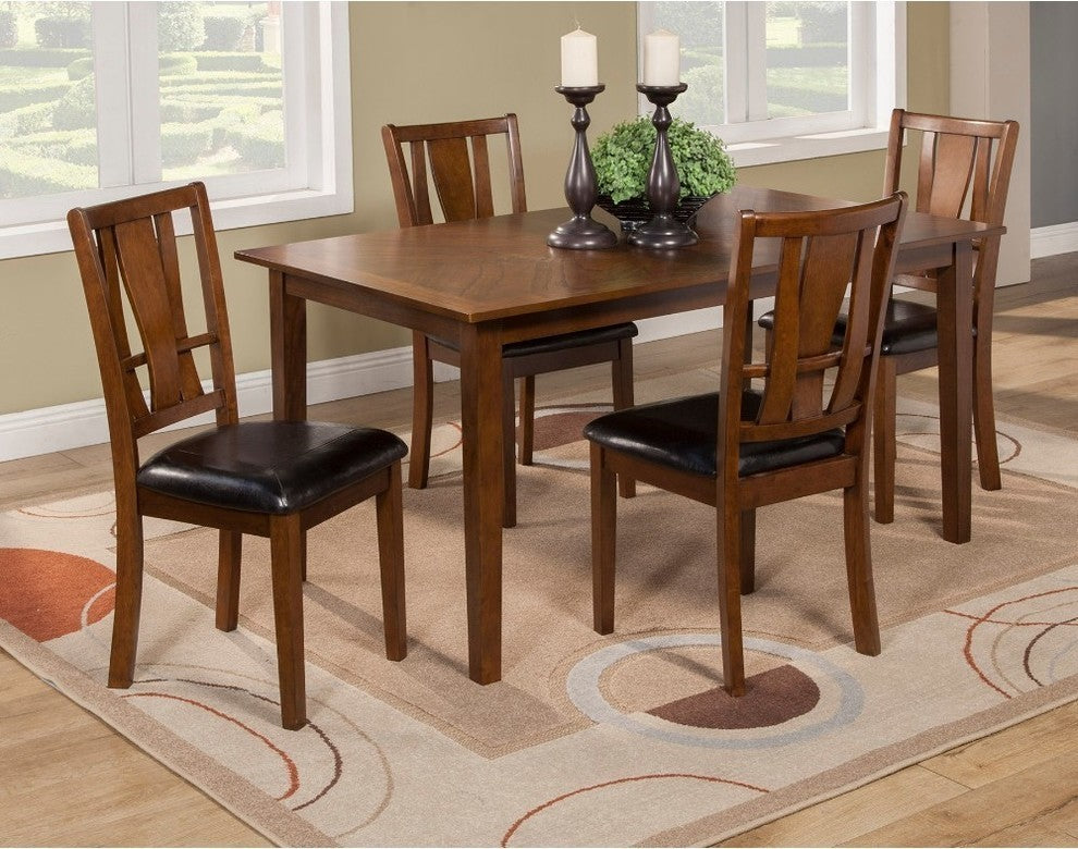 5 Piece Dining Set In Wood Brown