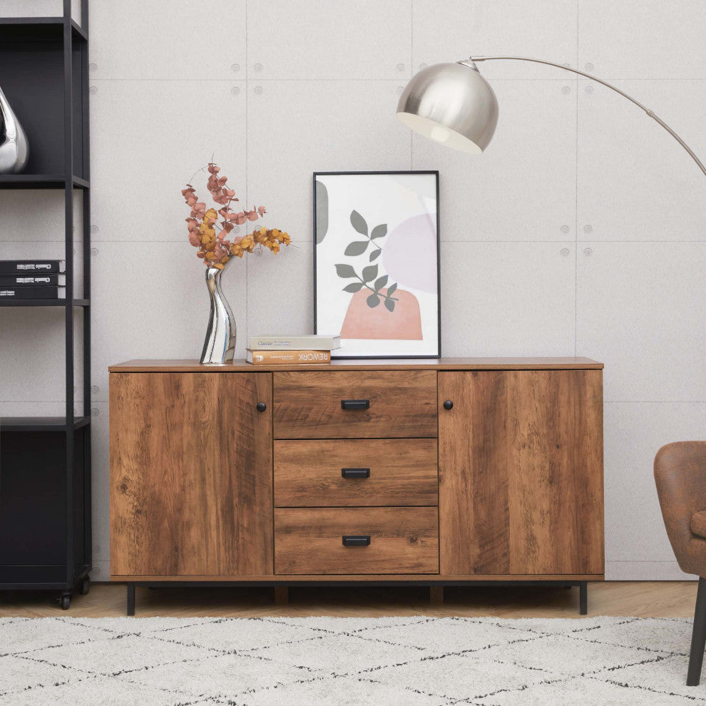 Wooden Sideboard with 2 Doors and 3 Drawers
