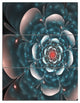 "Full Bloom Blue Fractal Flower" Metal Wall Art, 3 Panels, 28"x36"