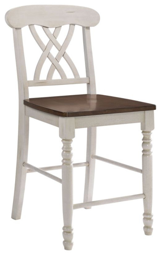 Acme Dylan Counter Height Chair Set of 2 Buttermilk and Oak