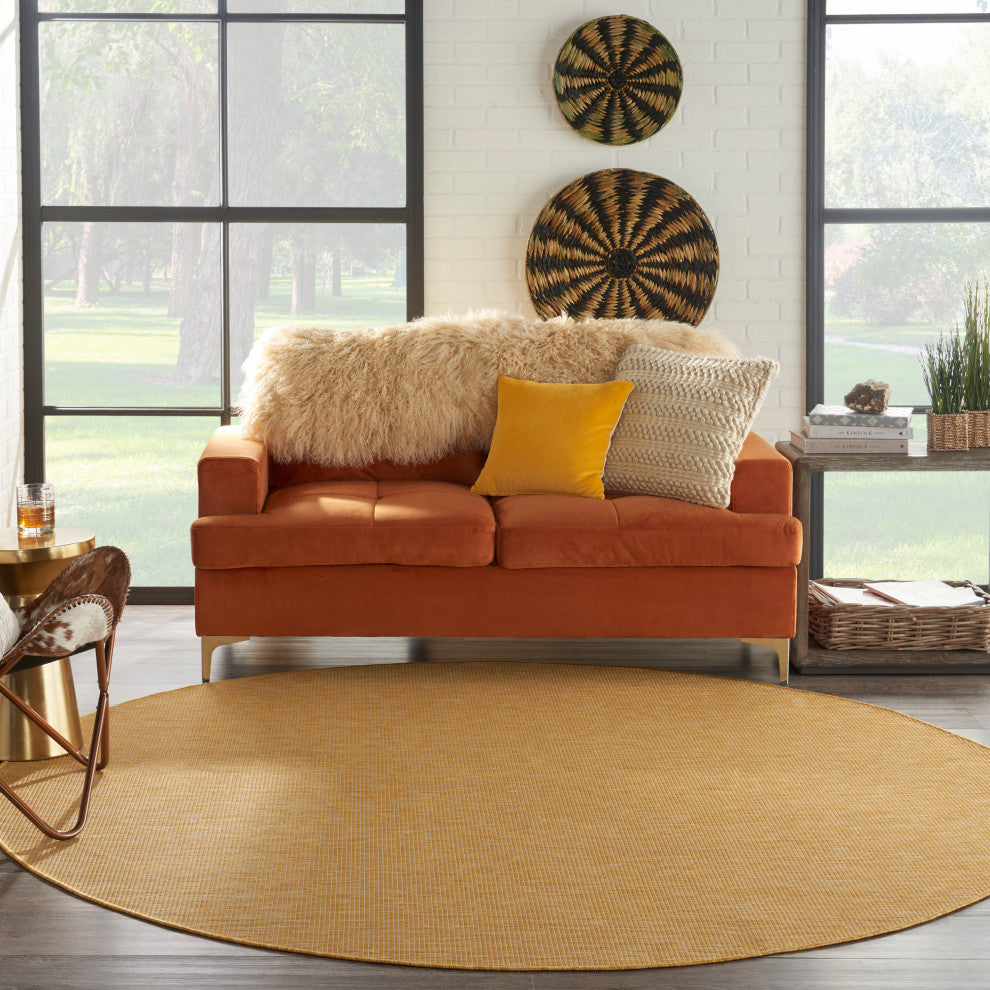 Nourison Positano Contemporary Area Rug, Yellow, 8'xround