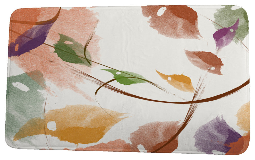 Goals, Gourds, and Gatherings Windy Floral Print Bath Mat, Orange, 21"x34"