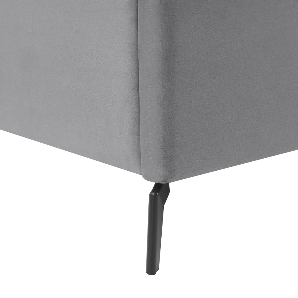 Inspired Home Alessio Bed, Upholstered, Light Gray Velvet Full