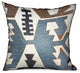 Plutus Wild Chumash Blue Brown Geometric Outdoor/Indoor Pillow, 16"x16"