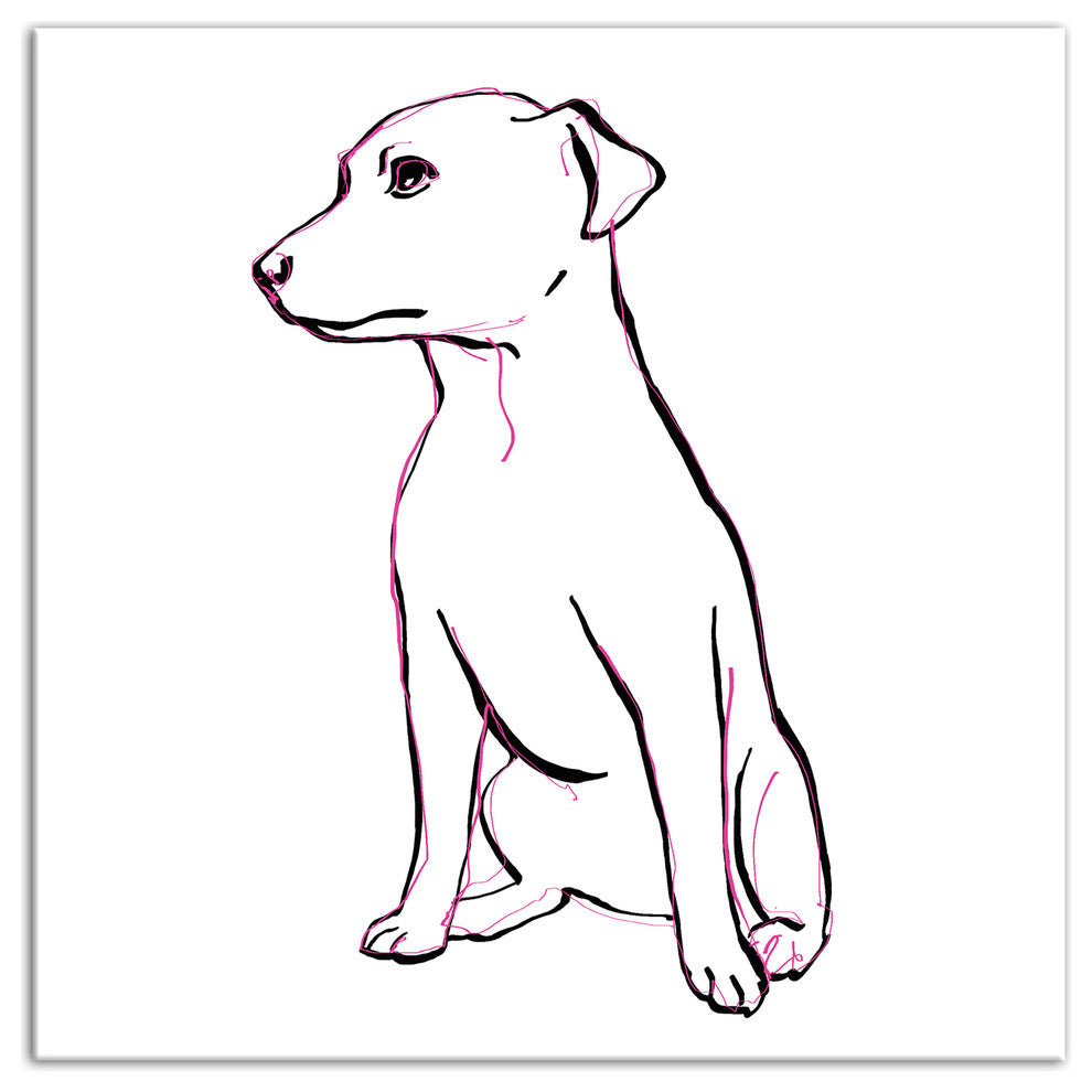 Designs Direct Sitting Pink Pup 12x12 Canvas Wall Art