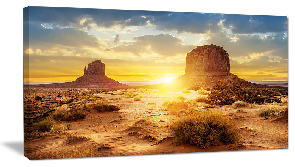 Monument Valley at Sunset, Landscape Canvas Art Print, 32"x16"