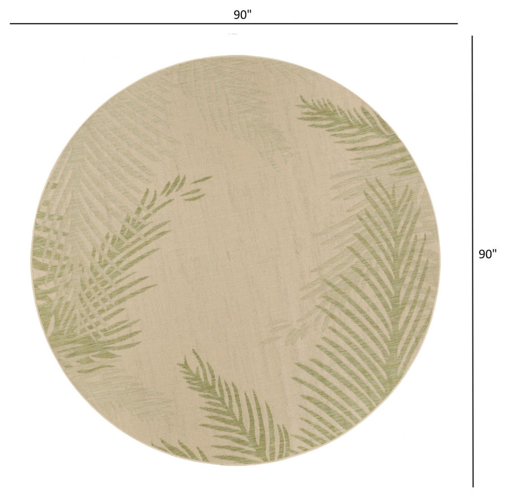 8" Round Green Palms Indoor Outdoor Area Rug