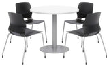 Olio Designs Round 36in Lola Dining Set - White Table - Black Chairs