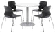 Olio Designs Round 36in Lola Dining Set - White Table - Black Chairs