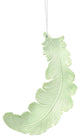 Matte Feather Shatterproof Christmas Ornaments, Celadon Green, Set of 6