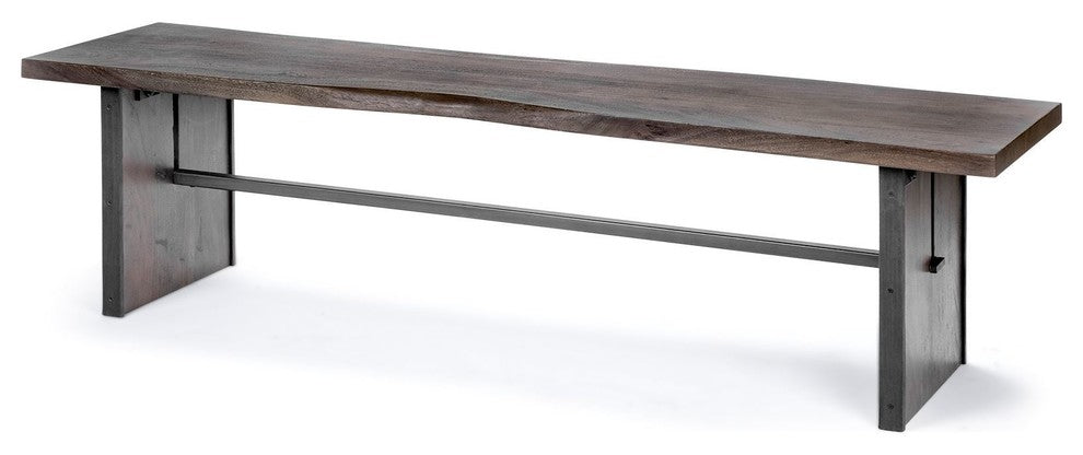 Ledger I Medium Brown Live-Edge Solid Wood Bench