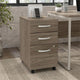 Hybrid 3 Drawer Mobile File Cabinet in Modern Hickory - Engineered Wood