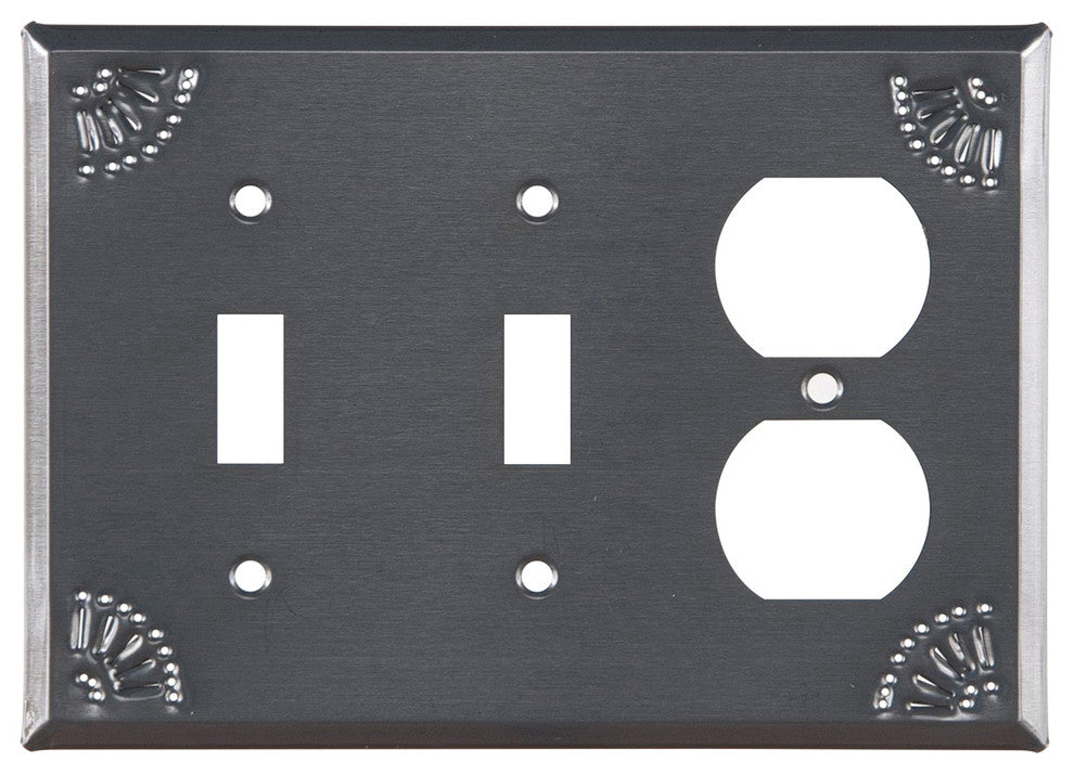 Double Switch and Outlet Cover with Chisel, Country Tin