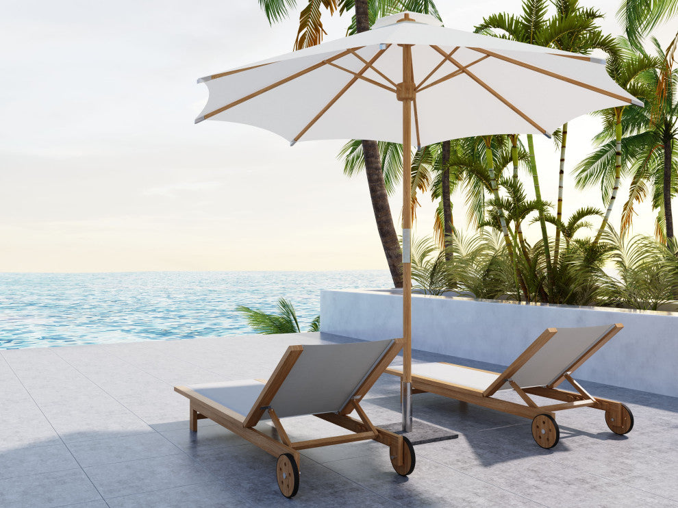 Market 118-inch Diameter Teak Outdoor Umbrella in White