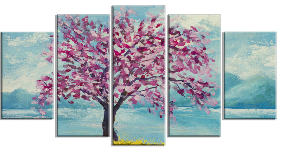 "Blooming Sakura Flowers" Canvas Print, 5-Panels, 60"x32"