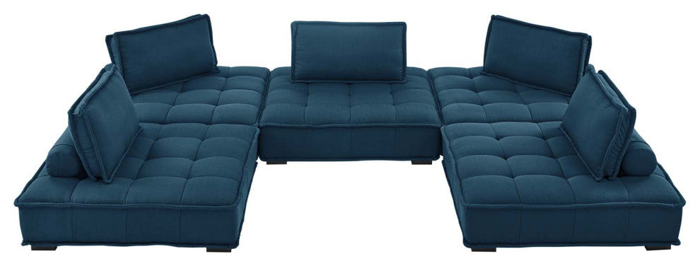 Saunter Tufted Fabric Fabric 5-Piece Sectional Sofa Azure