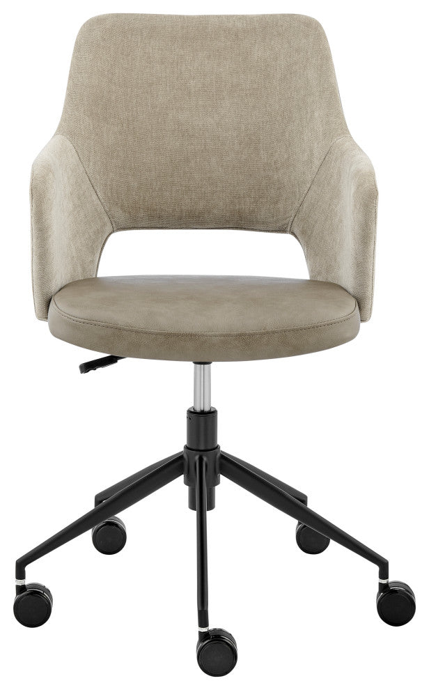 Darcie Office Chair, Light Taupe Fabric, Light Gray Leatherette and Black Base