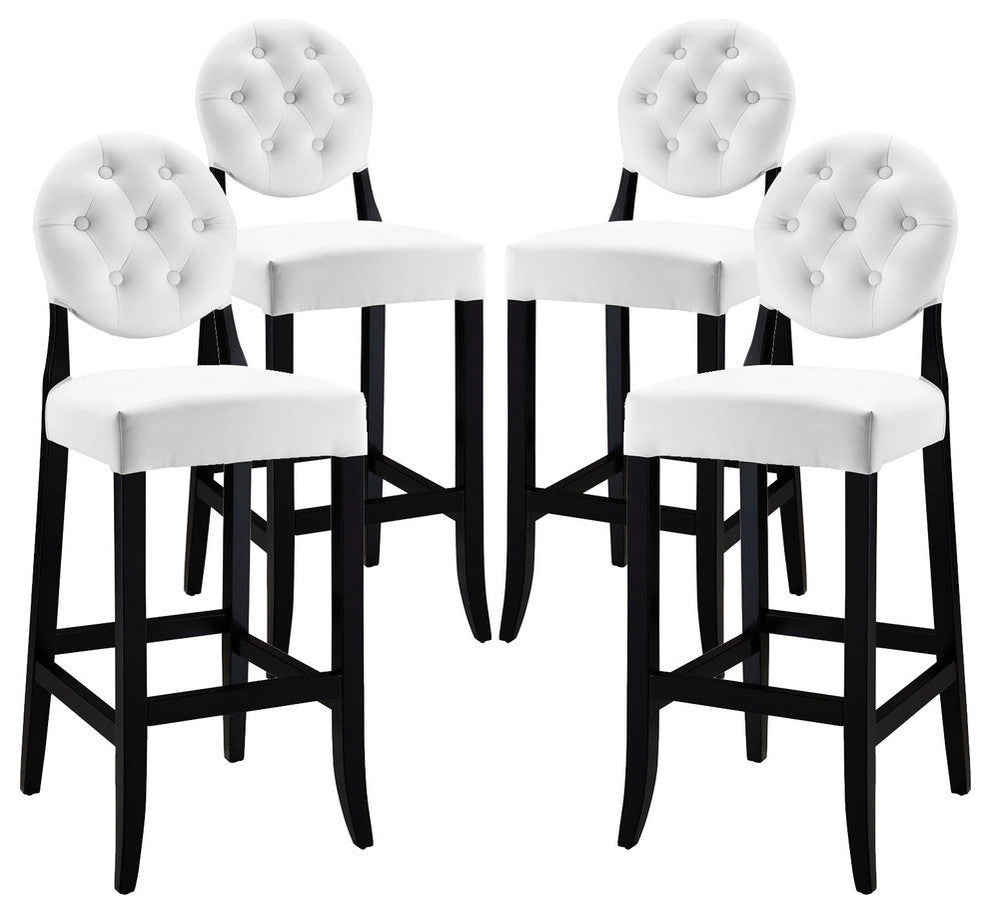 Modern White Button Bar Stool Set of 4