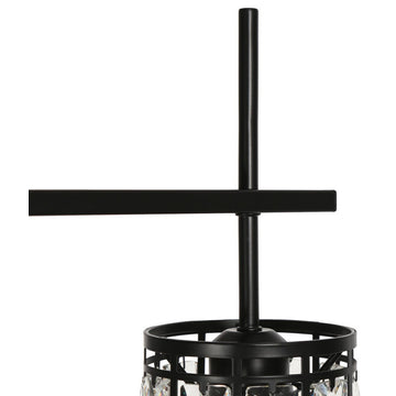 LNC Chispa Black Modern Linear Crystal Large Kitchen Island Light, 3 Lights