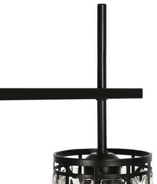 LNC Chispa Black Modern Linear Crystal Large Kitchen Island Light, 3 Lights