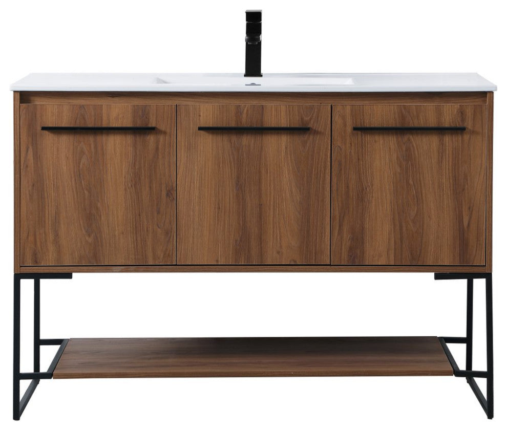 48" Single Bathroom Vanity, Walnut Brown