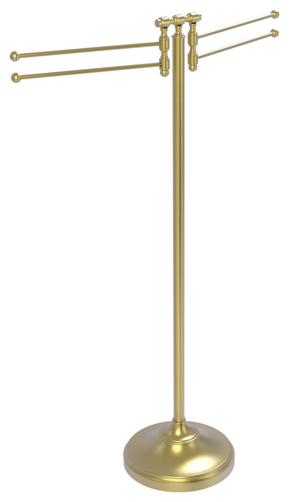 Towel Stand with 4 Pivoting Swing Arms, Satin Brass