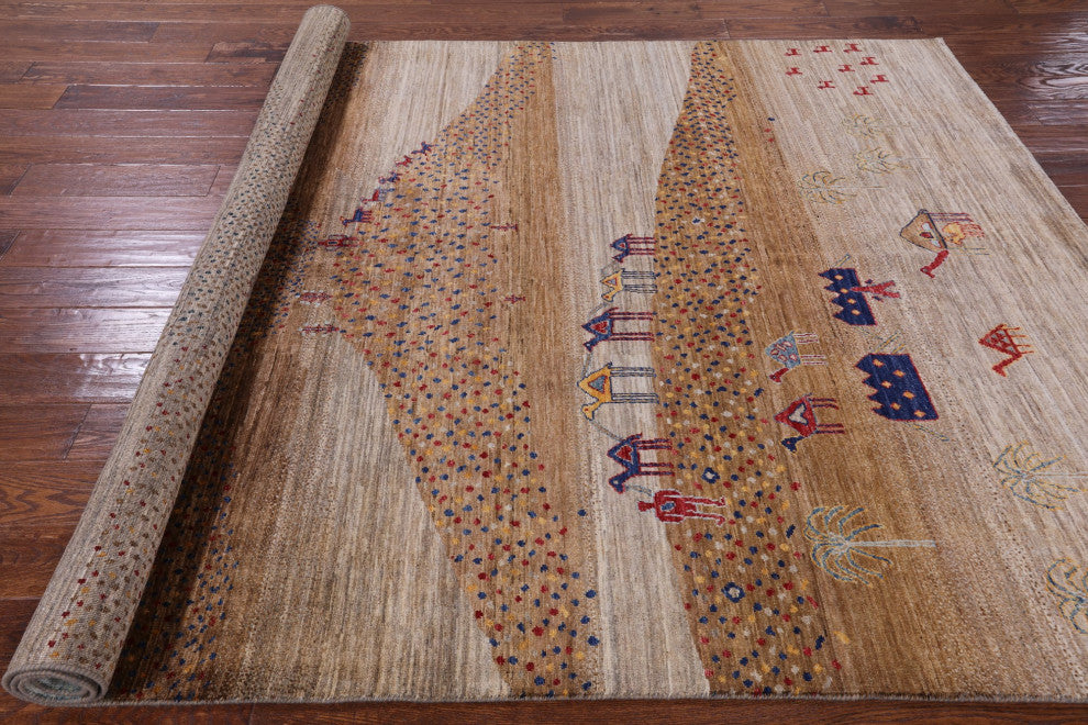 6' 5" X 9' 8" Persian Gabbeh Tribal Handmade Rug Q7933