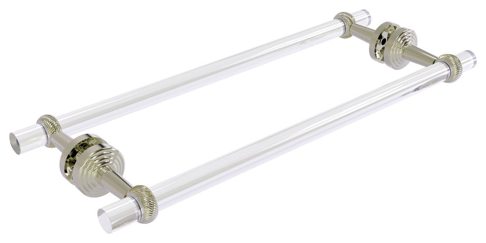 Pacific Beach 18" Twisted Back to Back Shower Door Towel Bar, Polished Nickel