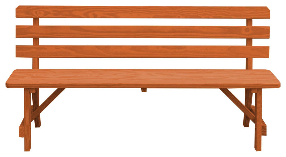 Pine Traditional Backed Bench, Redwood Stain, 6 Foot