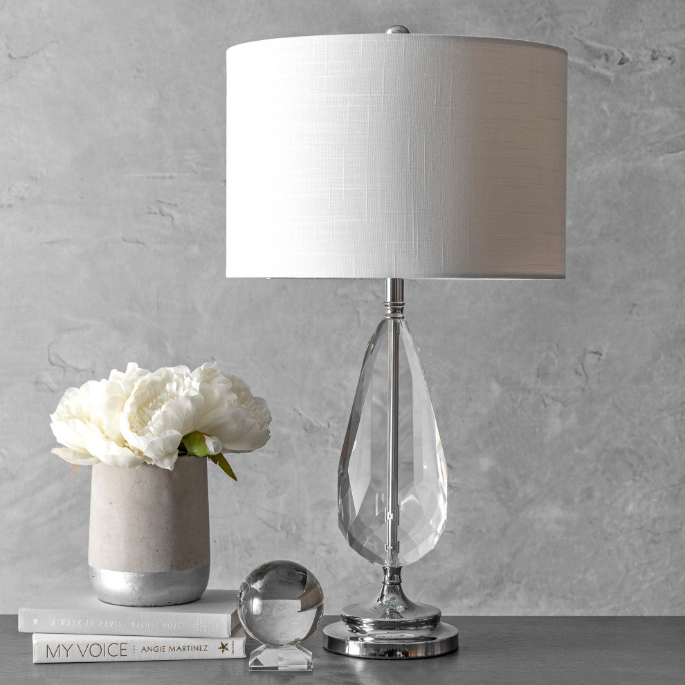 Nuloom 28" Crystal Moon Tear Faux Silk Shade Clear Finish 3-Way Switch