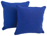 18" Double-Corded Solid Twill Square Throw Pillows, Set of 2, Royal Blue