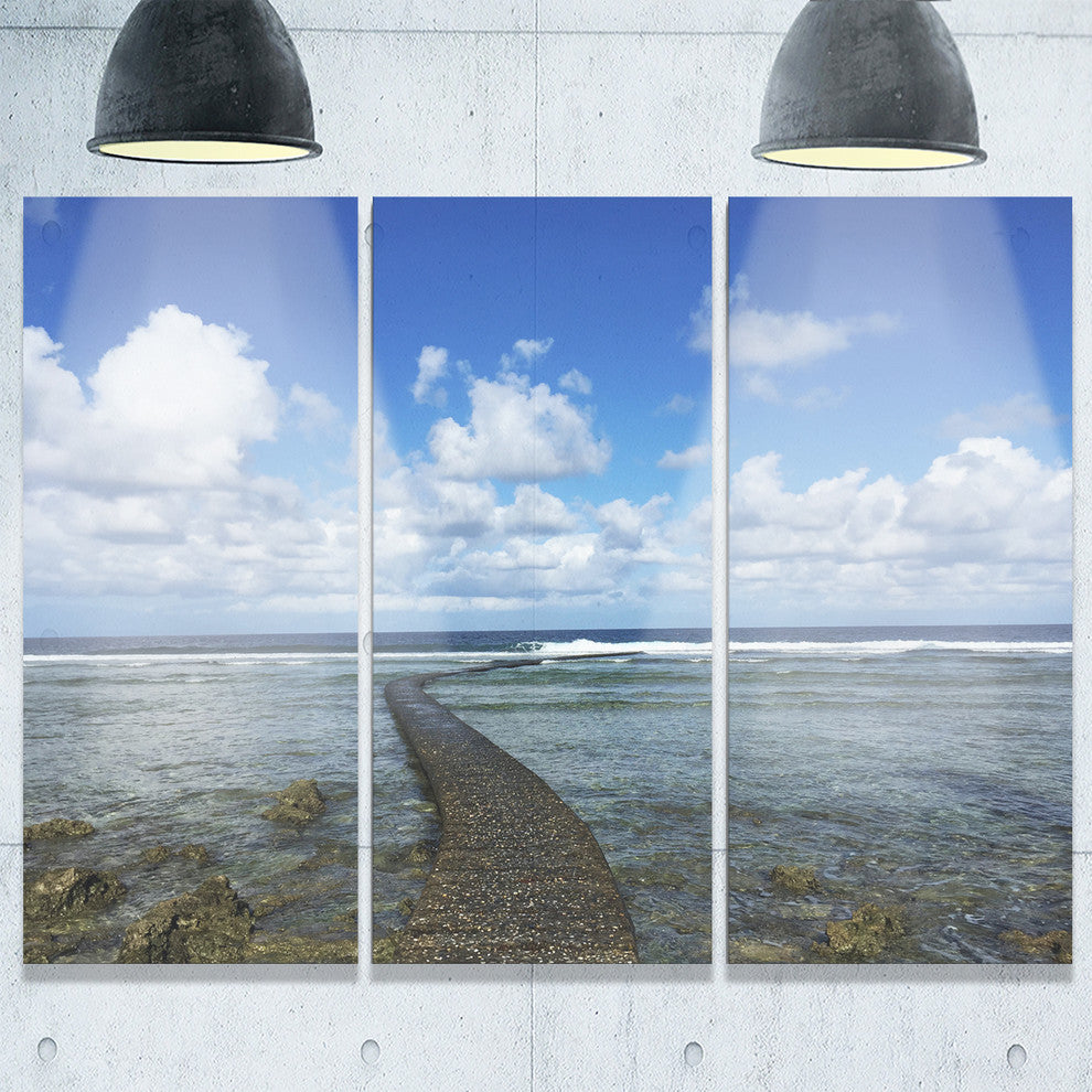 "Rocky Coast along Pacific Ocean" Metal Wall Art, 3 Panels, 36"x28"