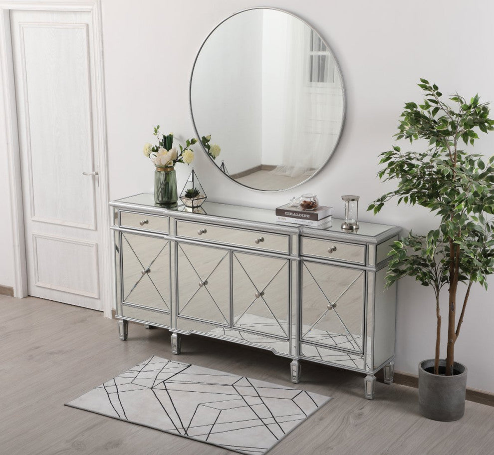 Cosmo 72" Mirrored Credenza, Silver