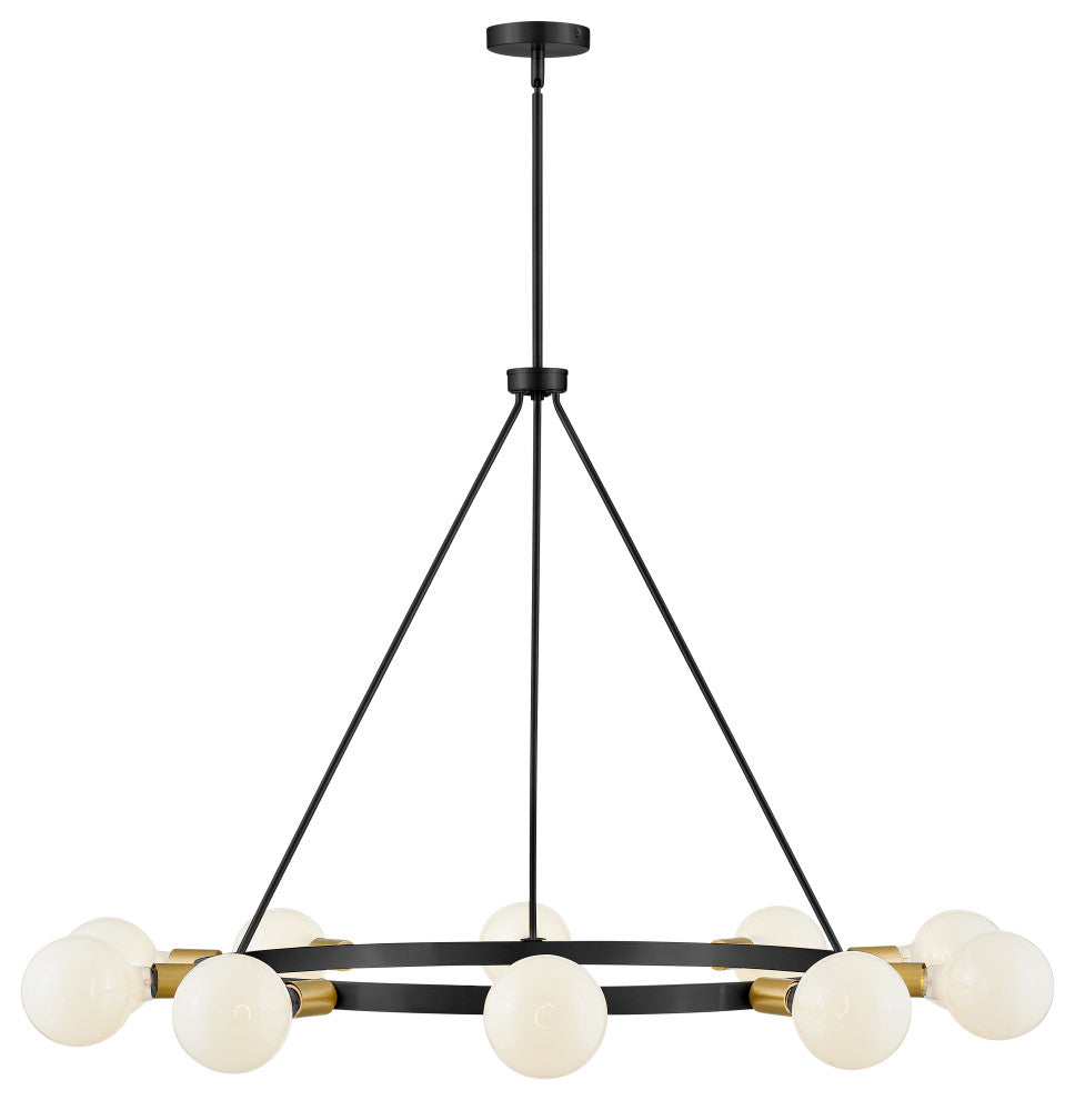 Lark Orla 24" Large Single Tier Chandelier, Black + Lacquered Brass
