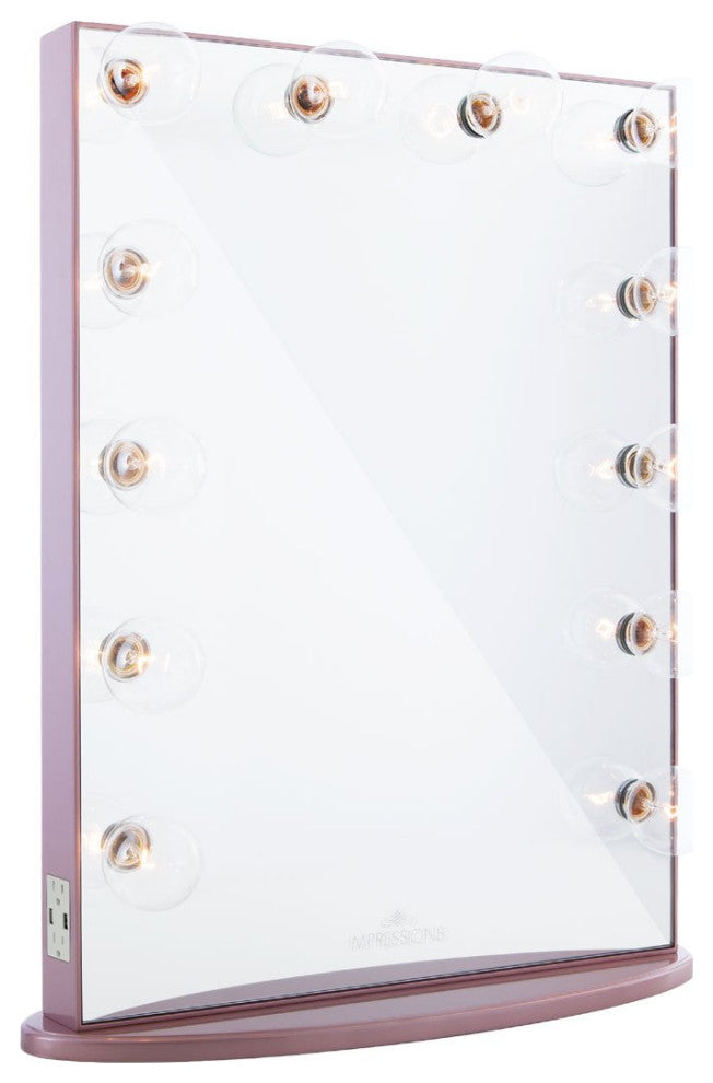 Hollywood Glow XL Vanity Mirror, Rose Gold, Clear Led Globe Bulbs